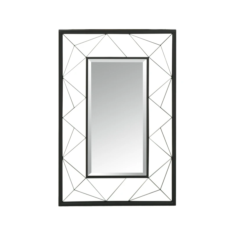 Full Length Rectangle Wall Mirror with Faux Wood Frame, Tempered Glass, No Assembly Required, 23.6" L x 0.8" W x 35.5" H, Clear