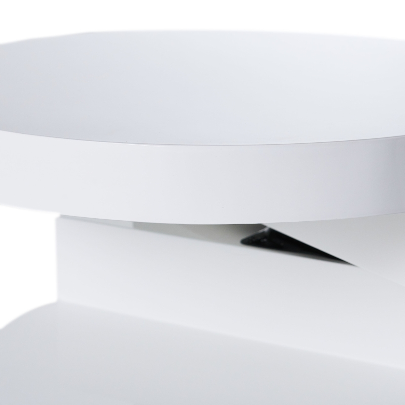 Modern Rotating Coffee Table with 2 Circular Swivel Levels, High Gloss Finish, 23.6" x 23.6" x 13", White