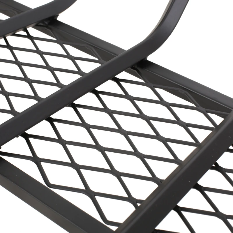 Mid Century Modern Iron Fireplace Log Holder, No Assembly Required, 27" L x 13" W x 6.5" H, Matte Black