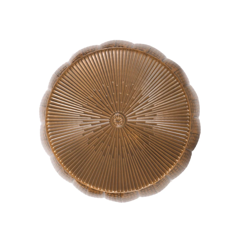 Modern Iron Sunburst Pumpkin Coffee Table, No Assembly Required, 23" L x 23" W x 14" H, Antique Bronze
