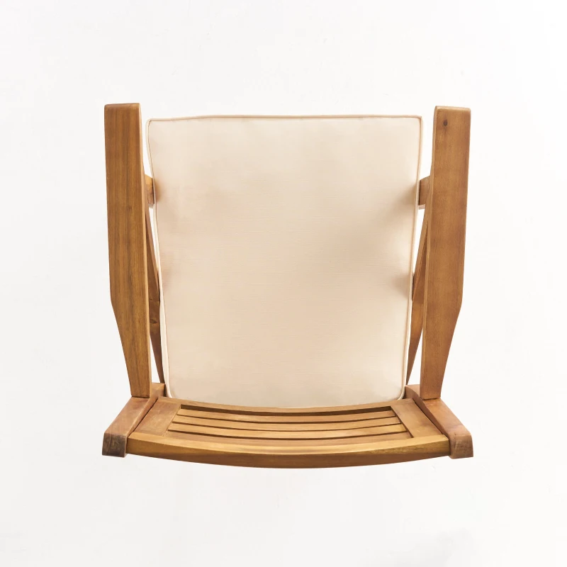 Vinsetto 2PC Modern Outdoor Barstool Set with Ladder-Back Design, Acacia Wood Frame with Water-Resistant Cushions, Footrests and Armrests, 22.75" L x 22.75" W x 46.5" H, Brown