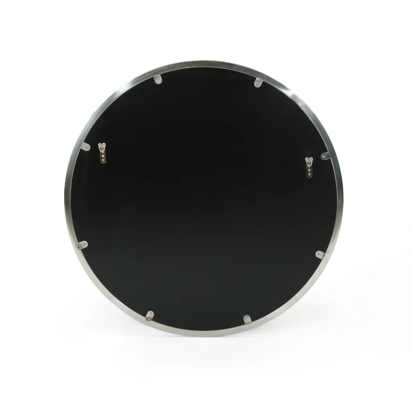 Round Glam Wall Mirror with Stainless Steel Frame, No Assembly Required, 31.5" L x 0.75" W x 31.5" H, Silver