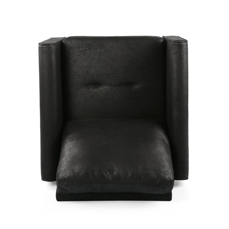 Contemporary Club Chair with Plush Microfiber Cushions, Low Profile Design, Birch Wood Frame, 31" L x 33.25" W x 35" H, Black