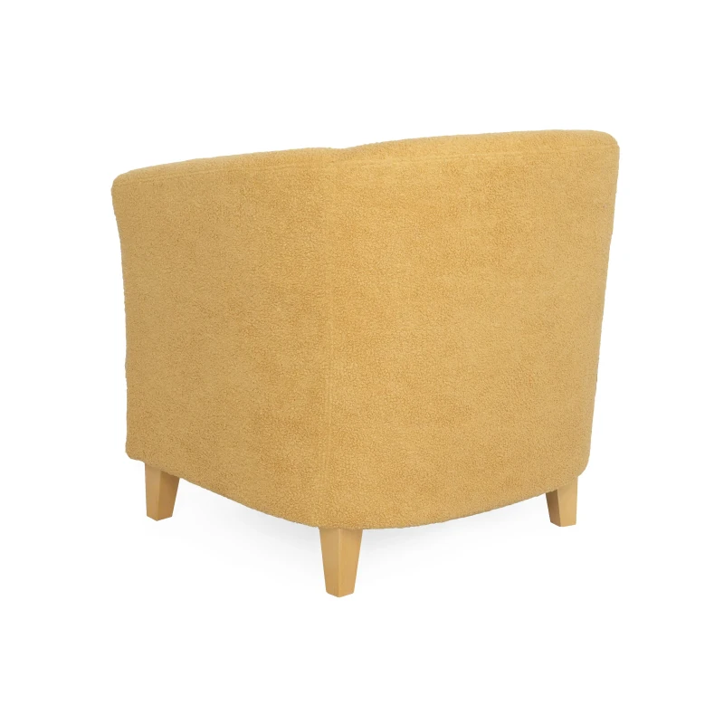 Contemporary Club Chair with Fabric Upholstery and Birch Wood Legs, Easy Assembly, 30.5"L x 29"W x 29.75"H, Mustard yellow