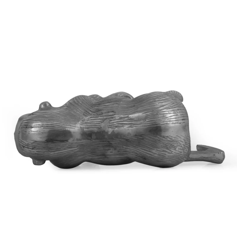 Handcrafted Aluminum Ape Figurine with Polished Silver Finish, Detailed Fur and Facial Features, 14" L x 5.5" W x 12.5" H, Gray