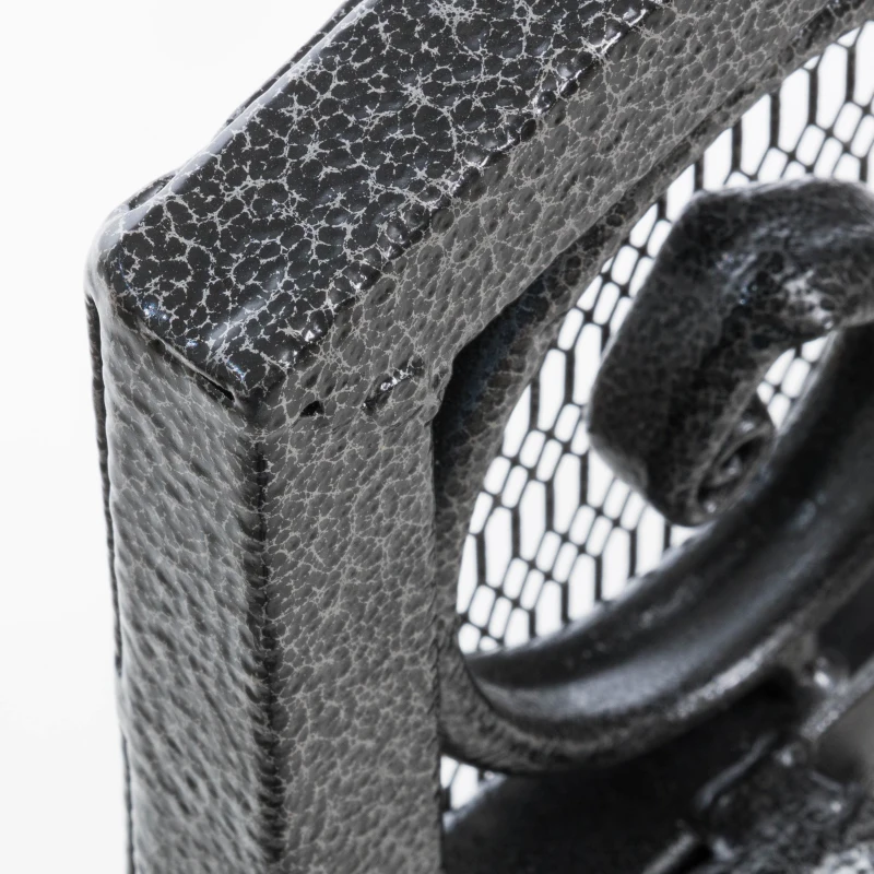 Retro style Fireplace Screen with Ornate Floral Iron Design and Three-Panel, No Assembly Required, 53.5" L x 2" W x 36.5" H, Black+Silver