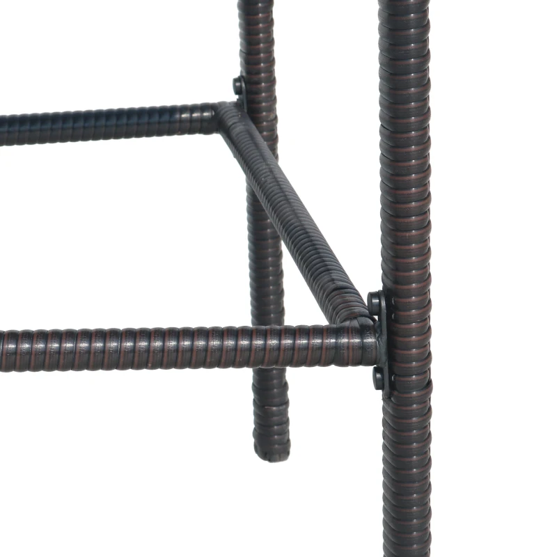 Vinsetto Outdoor Wicker Barstool Chair Set of 2 with Durable Powder-Coated Metal Frame, Hand-Crafted Faux Rattan, 22" L x 24.25" W x 45.5" H, Brown