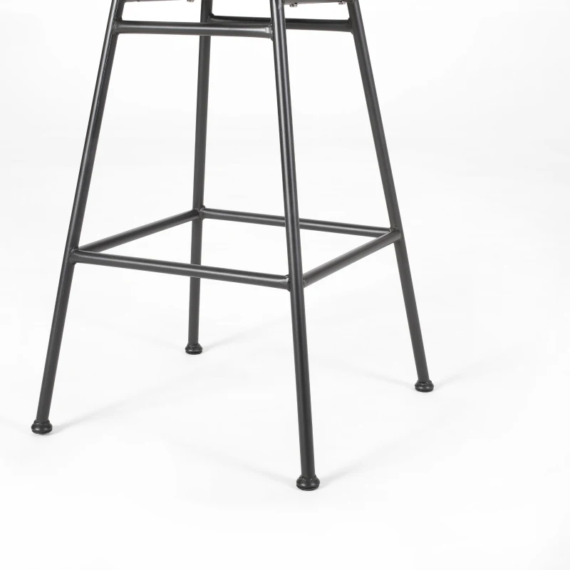 Accent Outdoor Wicker Barstools Set of 2, Hand-Wrapped Faux Rattan, Iron Frame, Assembly Required, 20.25" L x 21.75" W x 43" H, Gray