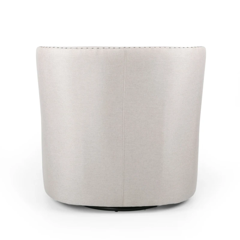 Barrel Style Upholstered Swivel Club Chair with Contemporary Design, Nailhead Trim, 31.25" L x 30.25" W x 31.25" H, Wheat
