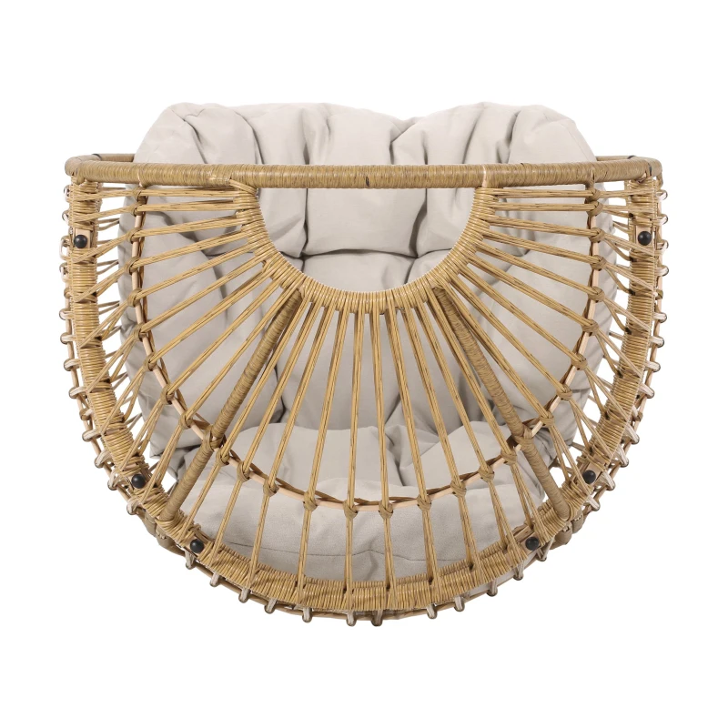 Vinsetto Wicker Outdoor Patio Swivel Egg Chair with Basket Shape Design and Water-Resistant Cushions, 30.5" L x 28" W x 58" H, Natural