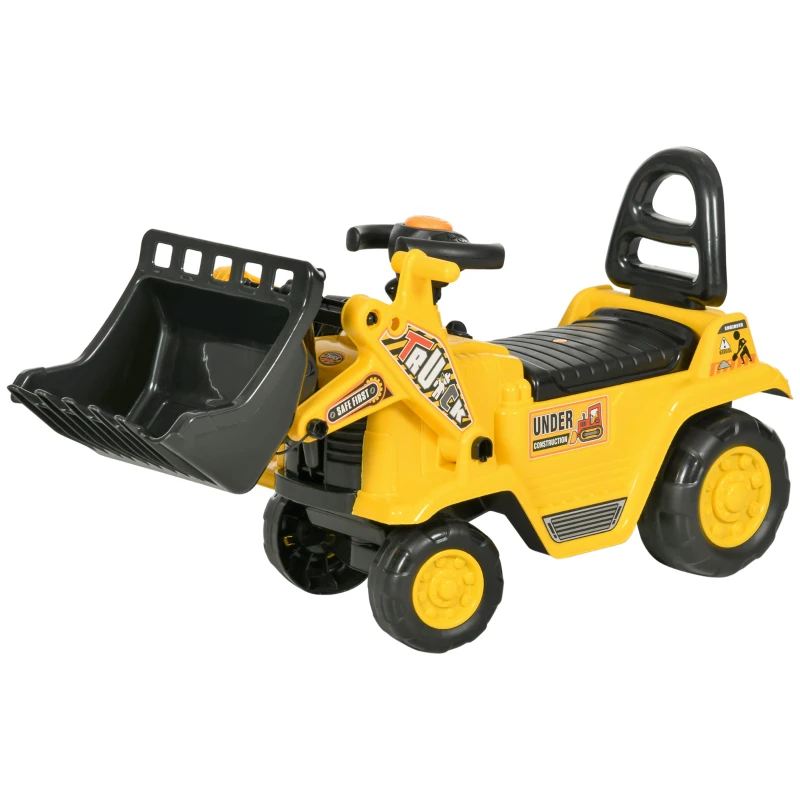 HOMCOM 3 in 1 Ride On Toy Bulldozer Digger Tractor Pulling Cart Pretend Play Construction Truck
