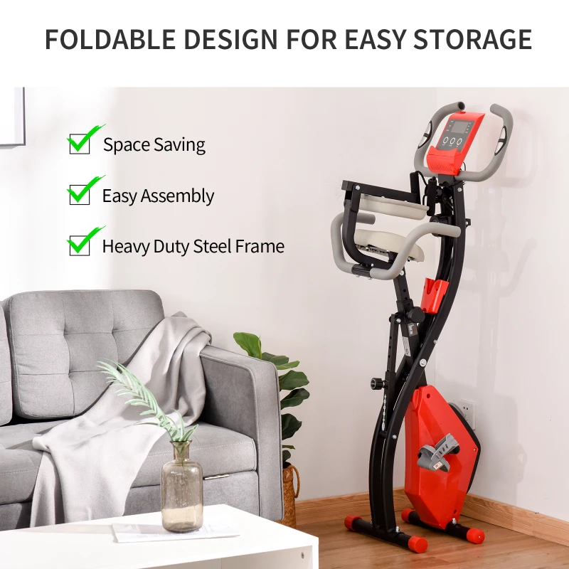 Soozier 2 in 1 Exercise Bike with Arm Resistance Bands for Upright and Recumbent Cycling