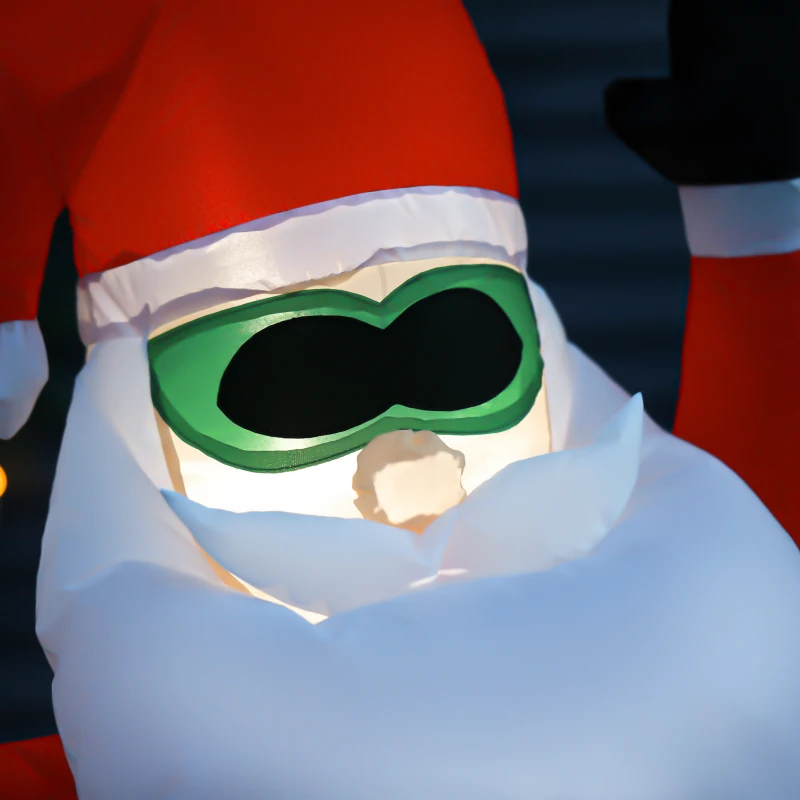 HOMCOM 7.3 ft Long Christmas Inflatables Outdoor Decorations Santa Claus Flying an Airplane, Blow-Up Yard Christmas Decor with LED Lights Display