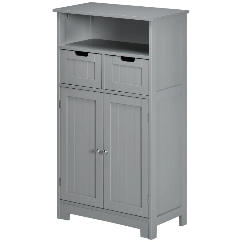 kleankin Freestanding Bathroom Cabinet with Adjustable Shelf and Drawers, Small Cabinet for Bathroom, Living Room, Grey