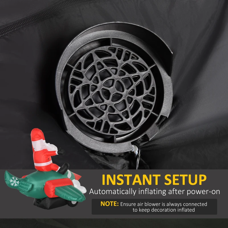 HOMCOM 7.3 ft Long Christmas Inflatables Outdoor Decorations Santa Claus Flying an Airplane, Blow-Up Yard Christmas Decor with LED Lights Display