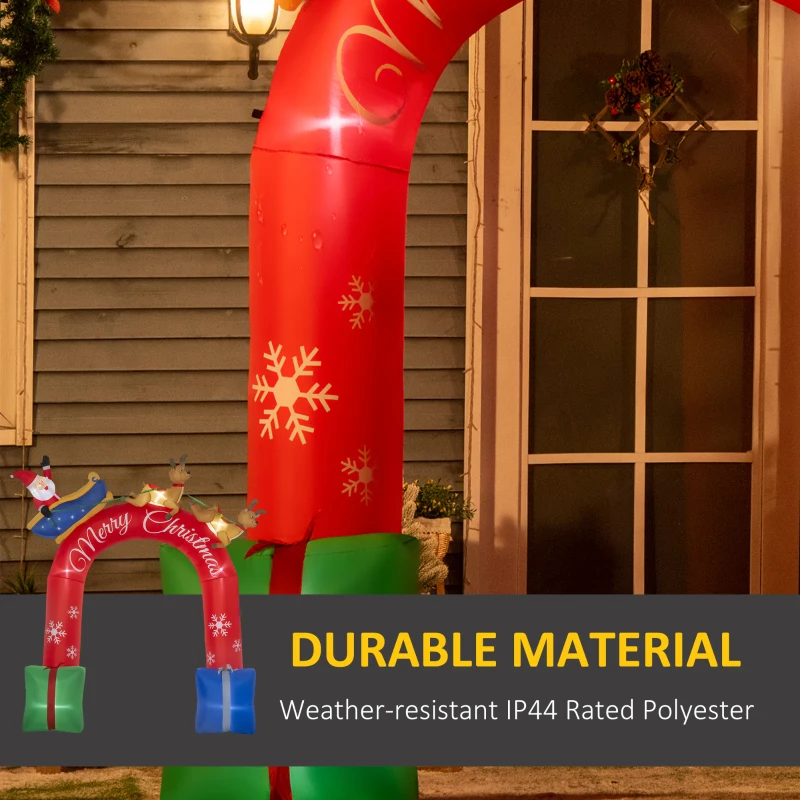 Outsunny 9ft Christmas Inflatables Outdoor Decorations Arch with Santa Claus Riding a Sled, Blow-Up LED Yard Christmas Decor for Garden, Lawn, Party