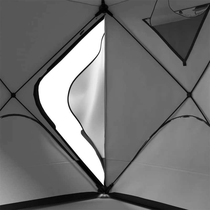 Outsunny 8-Person Insulated Ice Fishing Tent Shelter with Ventilation Windows and Carry Bag, for -22℉, Grey