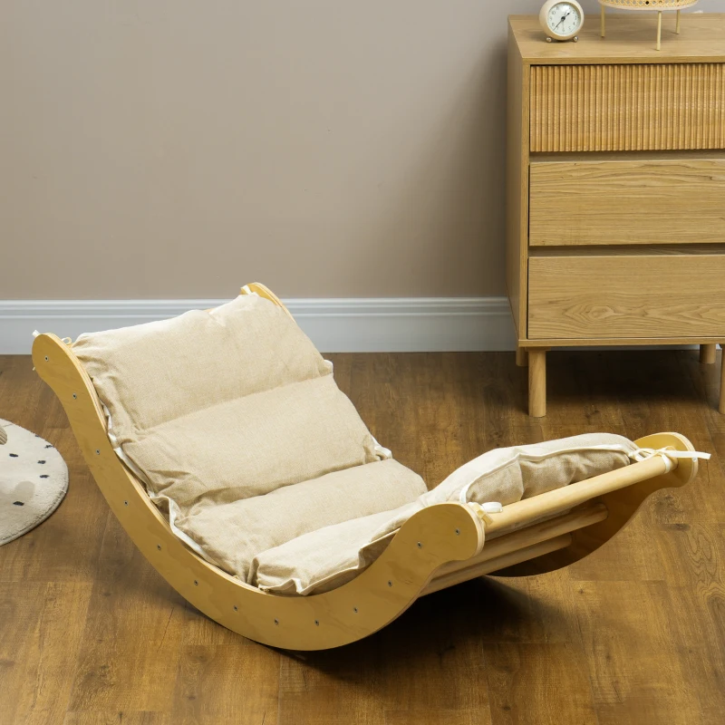 Qaba 4 In 1 Indoor Toddler Climbing Toy Set with Arch Climber, Ramp & Cushion, Wood