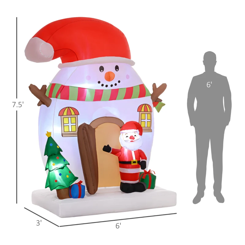Outsunny 7.5FT Christmas Inflatable Decoration, Xmas Blow Up Decoration with LED Lights for Indoor, Outdoor, Yard, Party