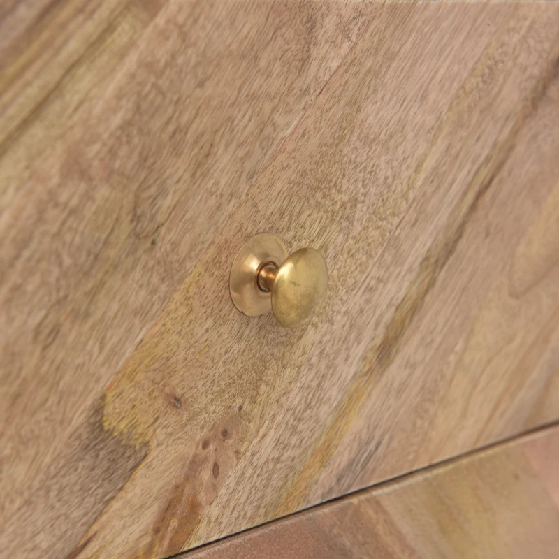 Handmade 2-Drawer Cabinet with MDF Frame and Splayed Legs, Mid-Century Modern Mango Wood Nightstand, 20" W x 13" D x 24" H, Natural