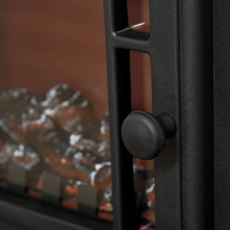 HOMCOM Electric Fireplace Heater, Freestanding Fireplace Stove with Realistic Flame Effect Overheat Protection 750W/1500W Black