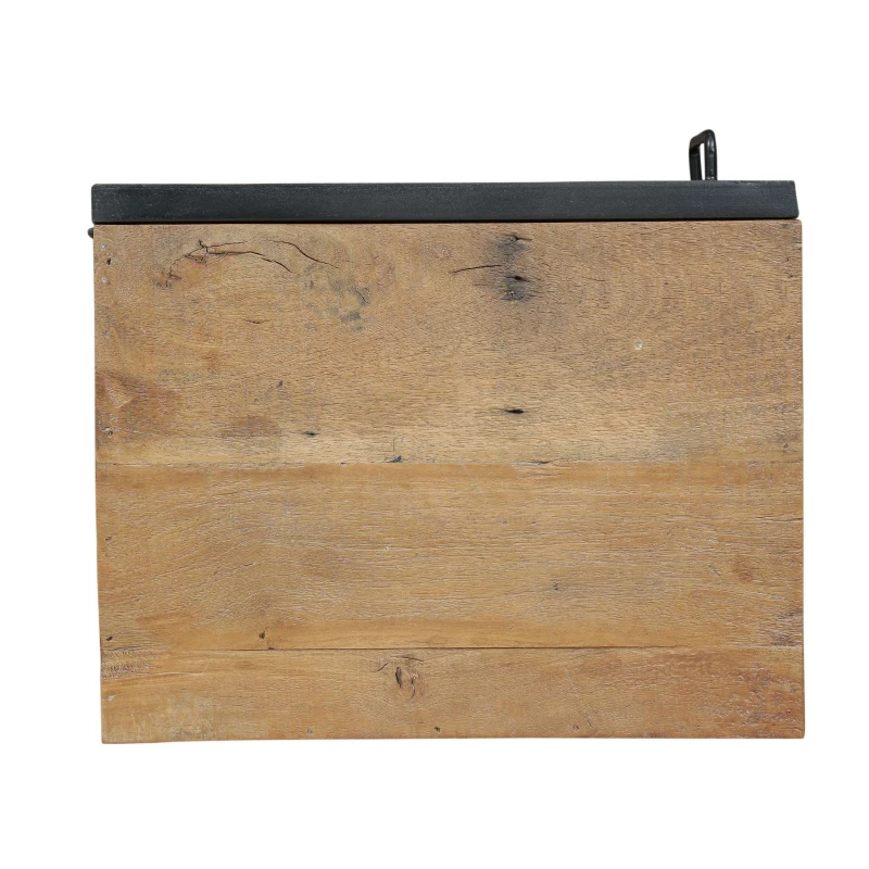 Handcrafted Boho Nightstand with Recycled Wood, Iron Frame, and Storage Cabinet, 17.5" W x 14.0" D x 23.0" H, Natural