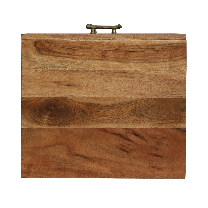 Boho Acacia Wood Nightstand, Handcrafted Design with Carved Accents, Drawer Shelf Storage, 18" W x 16" D x 22" H, Natural