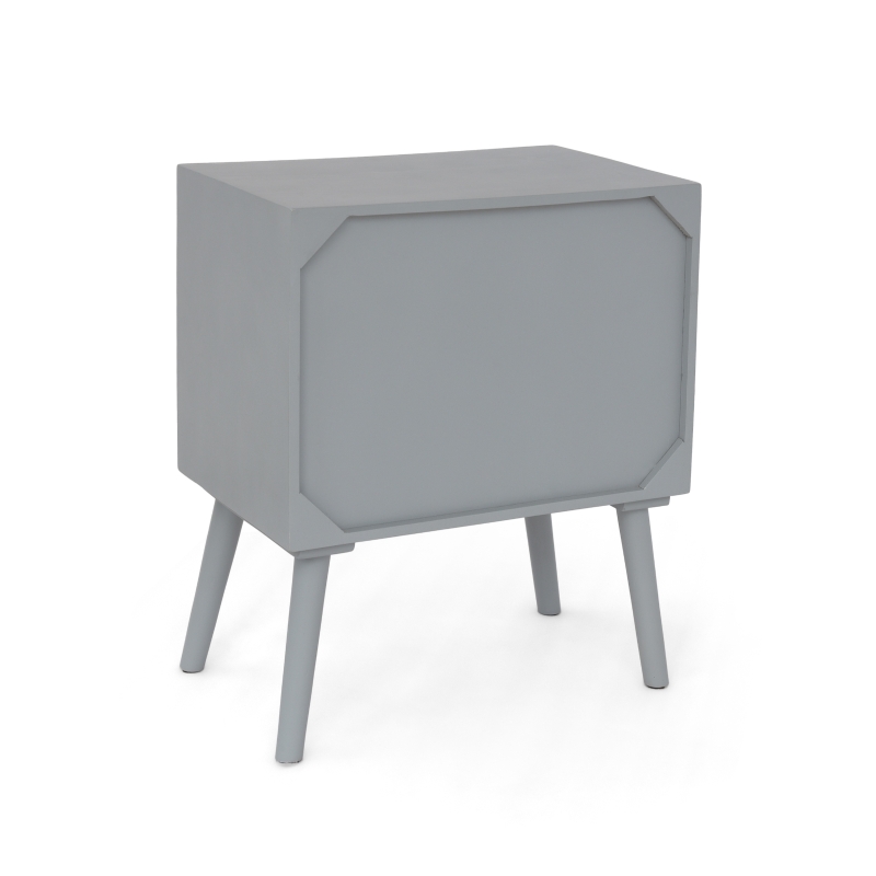 Handmade 2-Drawer Cabinet with MDF Frame and Splayed Legs, Mid-Century Modern Mango Wood Nightstand, 20" W x 13" D x 24" H, Natural