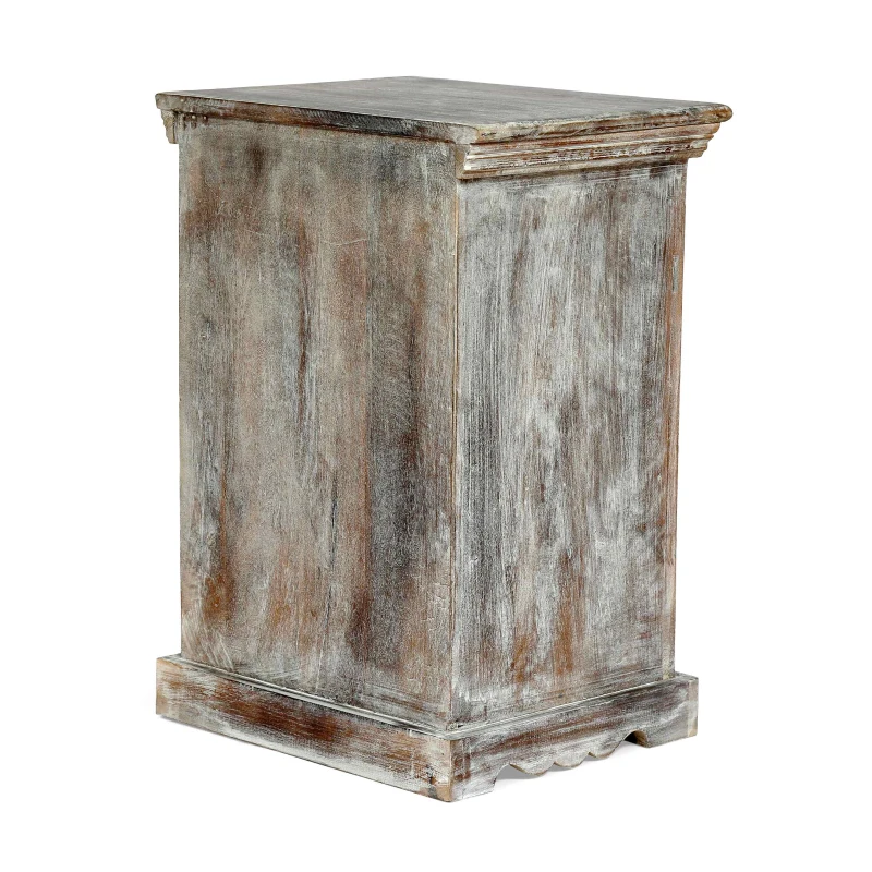 Wooden Nightstand with Drawer and Door, Handcrafted Boho Design, Durable Mango Wood Frame, 17.50"W x 14.00"D x 24.00"H, White
