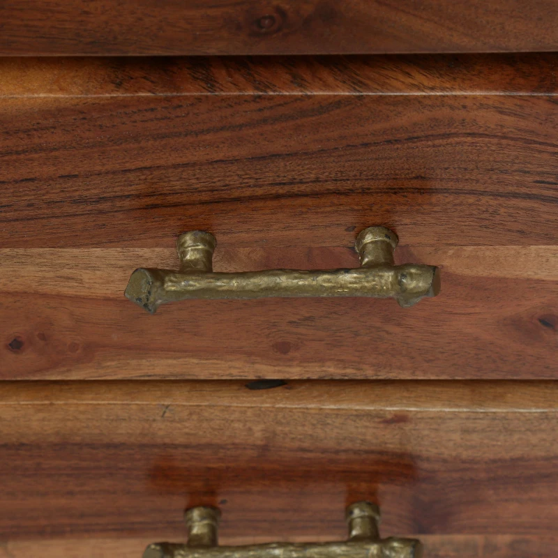 Boho Acacia Wood Nightstand, Handcrafted Design with Carved Accents, Drawer Shelf Storage, 18" W x 16" D x 22" H, Natural