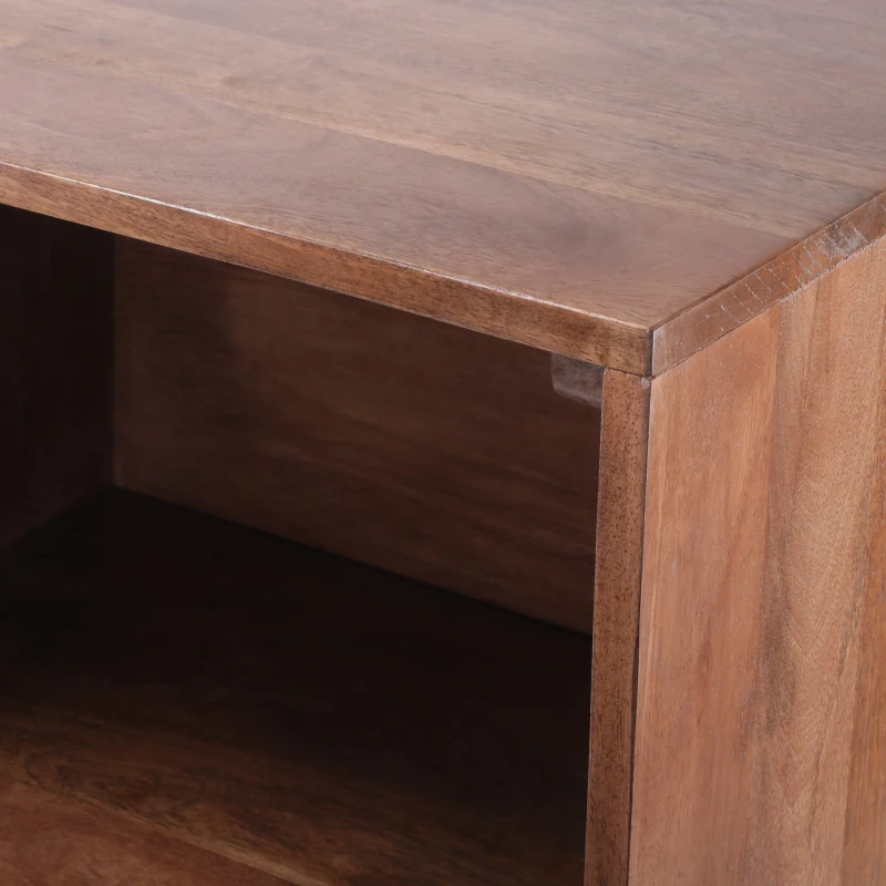 Modern 3-Drawer Handcrafted Mango Wood Chest with Splayed Legs and Display Cubby, Side Table for Bedroom, 20" W x 16" D x 41" H, Light Oak