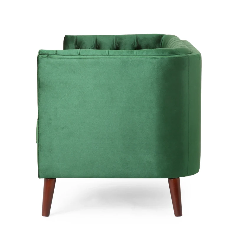Modern Glam Loveseat sofa with Velvet Upholstery, Wingback Design, Button-Tufted Diamond Stitch, 53.50" W x 31.00" D x 30.00" H, Emerald