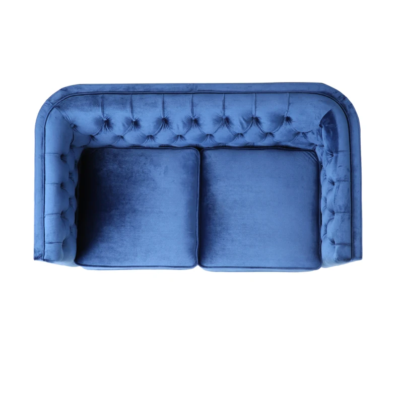 Modern Glam Loveseat sofa with Velvet Upholstery, Wingback Design, Button-Tufted Diamond Stitch, 53.50" W x 31.00" D x 30.00" H, Navy Blue