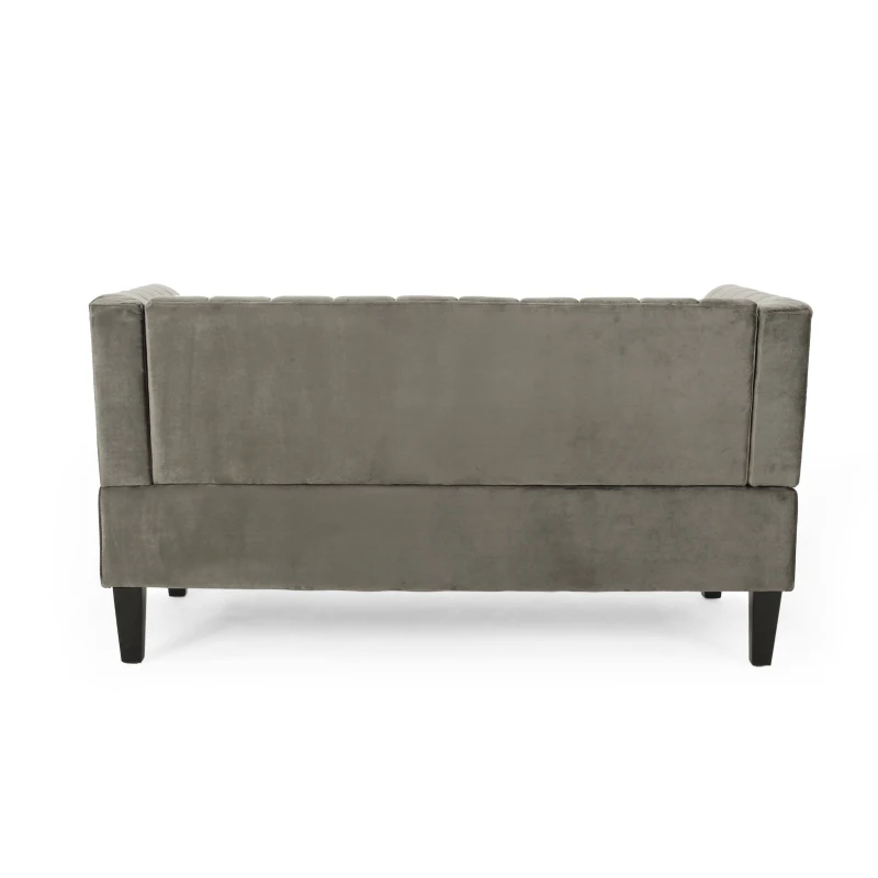Modern Glam Loveseat Sofa with Velvet Upholstery, Wingback Design, Button-Tufted Diamond Stitch, 53.50" W x 30.50" D x 28.00" H, Grey