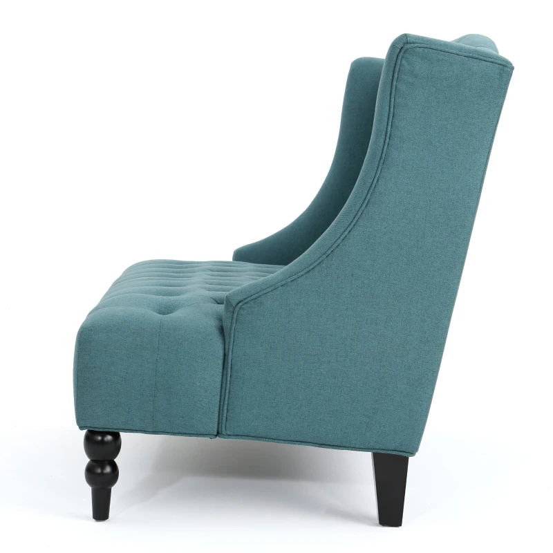 Modern Glam Loveseat Sofa with Velvet Upholstery, Wingback Design, Button-Tufted Diamond Stitch, 50.50" W x 34.00" D x 38.50" H, Teal