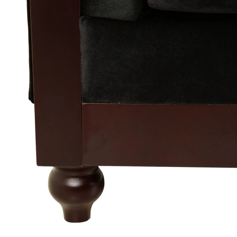 Chesterfield Velvet Loveseat Sofa, 2-Person Rolled Arm Upholstered Couch, with Tufted Buttons, Pine Wood Frame, 59.50" Wx34.00" Dx27.00" H, Black