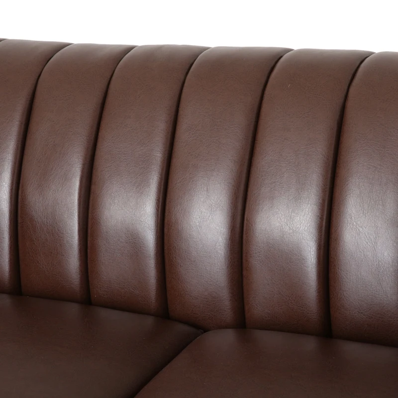 Modern PU Leather Glam loveseat sofa with Wingback Design and Button-Tufted Diamond Stitch, 62.00" W x 33.00" D x 28.50" H, Dark Brown