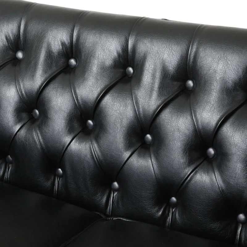 Modern Glam Loveseat Sofa with Velvet Upholstery, Wingback Design, Button-Tufted Diamond Stitch, 53.50" W x 31.00" D x 30.00" H, Black