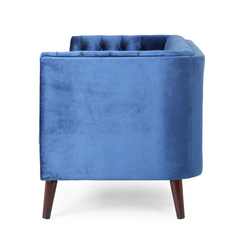 Modern Glam Loveseat sofa with Velvet Upholstery, Wingback Design, Button-Tufted Diamond Stitch, 53.50" W x 31.00" D x 30.00" H, Navy Blue