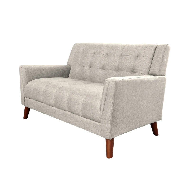 Modern Glam Loveseat Sofa with Velvet Upholstery, Wingback Design, Button-Tufted Diamond Stitch, 53.00" W x 31.50" D x 32.50" H, Beige