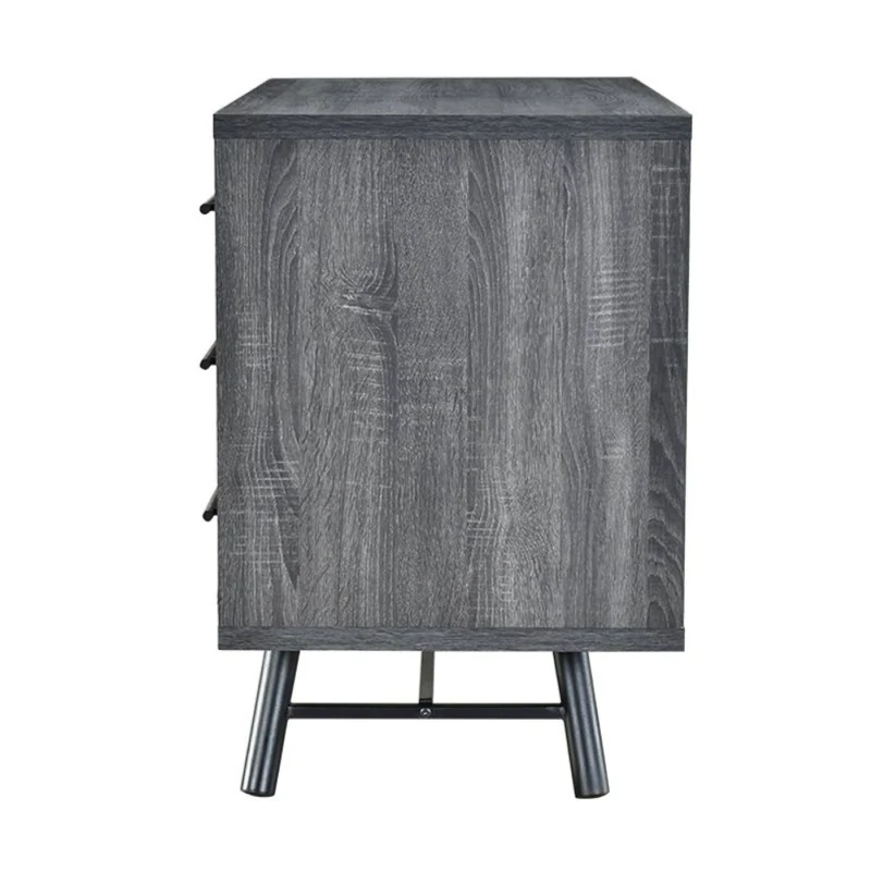 Vinsetto Modern Industrial Small Sideboard with 3 Drawers and Cabinet Storage, Wooden Look with Iron Legs, 38.00” W x 20.00” D x 29.50” H, Oak