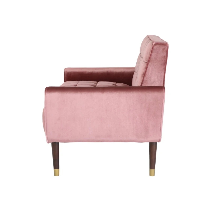 Modern Glam Loveseat Sofa with Velvet Upholstery, Wingback Design, Button-Tufted Diamond Stitch, 52.00" W x 30.50" D x 32.50" H, Blush