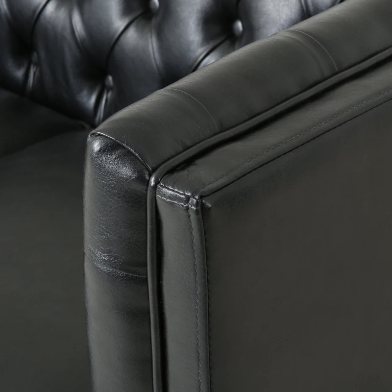 Modern Glam Loveseat Sofa with Velvet Upholstery, Wingback Design, Button-Tufted Diamond Stitch, 53.50" W x 31.00" D x 30.00" H, Black