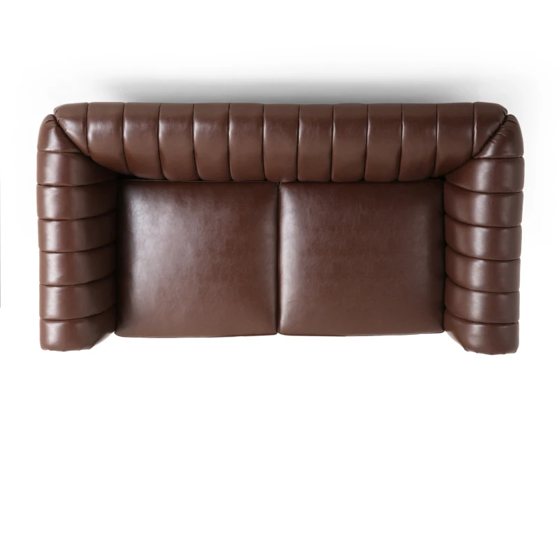 Modern PU Leather Glam loveseat sofa with Wingback Design and Button-Tufted Diamond Stitch, 62.00" W x 33.00" D x 28.50" H, Dark Brown