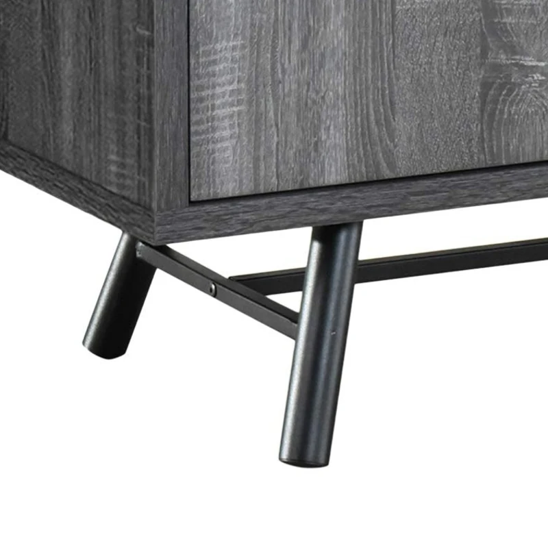 Vinsetto Modern Industrial Small Sideboard with 3 Drawers and Cabinet Storage, Wooden Look with Iron Legs, 38.00” W x 20.00” D x 29.50” H, Oak