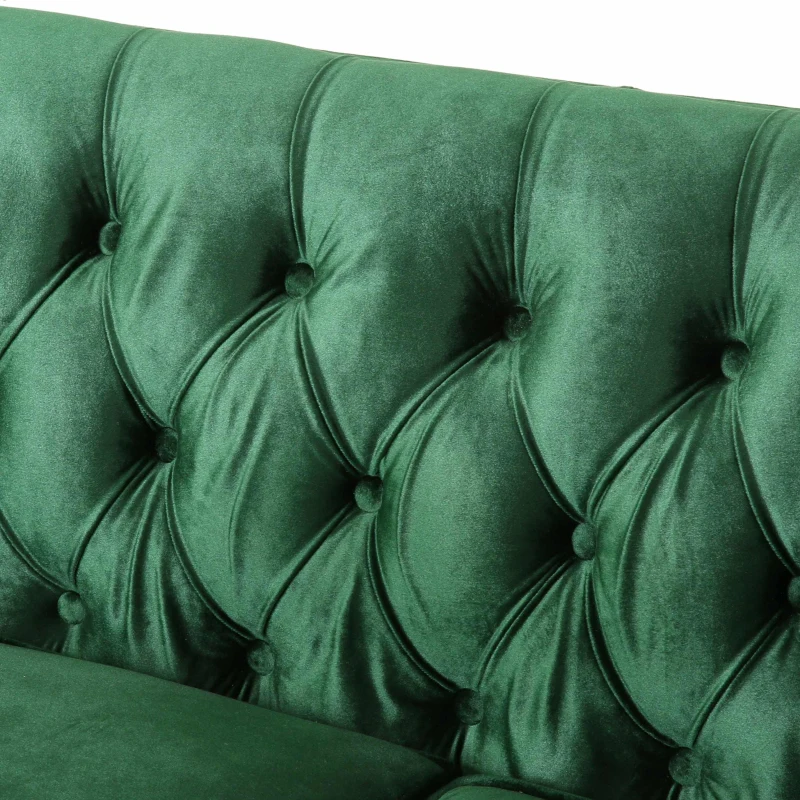 Modern Glam Loveseat sofa with Velvet Upholstery, Wingback Design, Button-Tufted Diamond Stitch, 53.50" W x 31.00" D x 30.00" H, Emerald