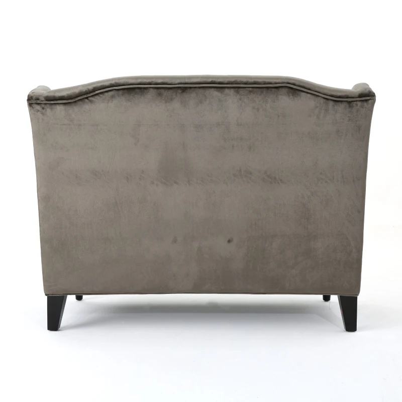 Modern Glam Loveseat Sofa with Velvet Upholstery, Wingback Design, Button-Tufted Diamond Stitch, 50.50" W x 34.00" D x 38.50" H, Gray