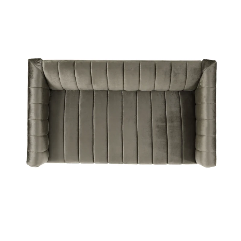 Modern Glam Loveseat Sofa with Velvet Upholstery, Wingback Design, Button-Tufted Diamond Stitch, 53.50" W x 30.50" D x 28.00" H, Grey