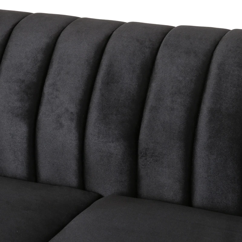 Modern Glam Loveseat Sofa with Velvet Upholstery, Wingback Design, Button-Tufted Diamond Stitch, 62.00" W x 33.00" D x 28.50" H, Black