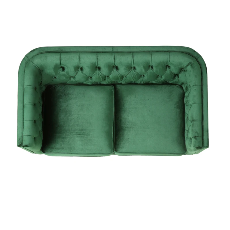 Modern Glam Loveseat sofa with Velvet Upholstery, Wingback Design, Button-Tufted Diamond Stitch, 53.50" W x 31.00" D x 30.00" H, Emerald